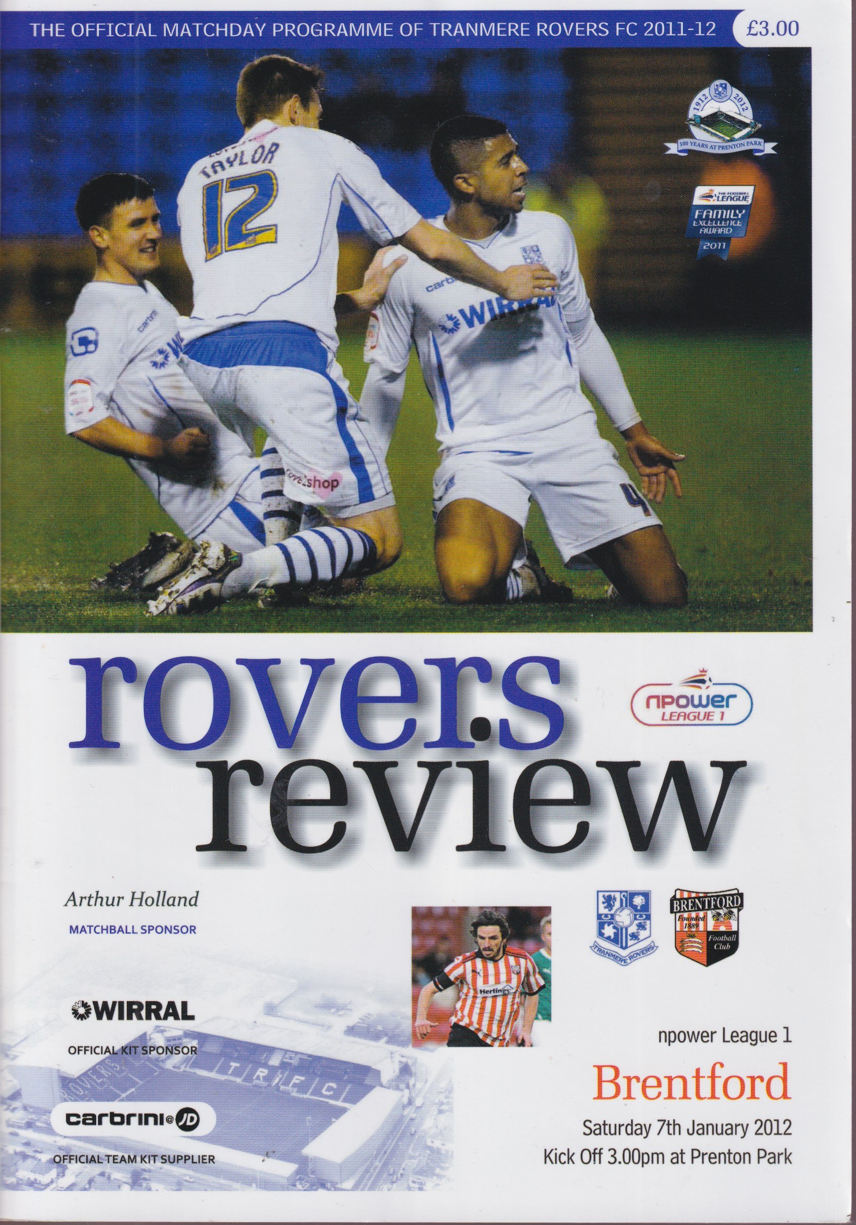 Tranmere Rovers v Brentford match programme